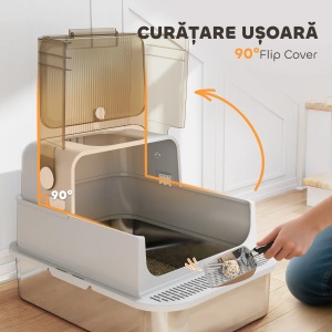 Litiera pentru pisici XXL Re-Bloom, inox/ABS/polipropilena, argintiu/gri, 70 x 50 x 46,5 cm, Resigilat, Grad A - Img 6