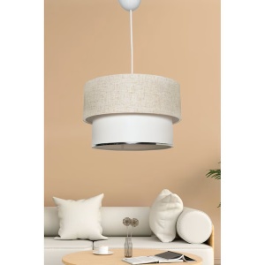 Lustra tip pendul Re-Bloom, metal/textil, alb/crem, 30 x 65 cm, Resigilat, Grad A - Img 2