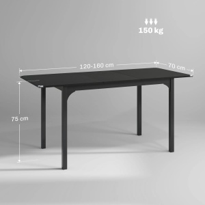 Masa de gradina extensibila Re-Bloom, MDF/otel, negru, 120-160 x 70 x 75 cm, Resigilat, Grad A - Img 2