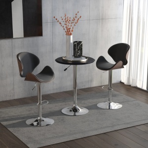Masuta de bar, reglabila si rotativa, PVC/lemn/metal, negru/argintiu, 63 x 67-93 cm, Resigilat, Grad A - Img 4