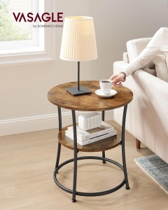 Masuta laterala Vasagle, metal/lemn, negru/maro rustic, 55 x 55 cm, Resigilat, Grad A - Img 5