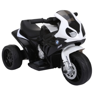 Motocicleta electrica BMW pentru copii, baterie 6V, polipropilena/otel, negru/alb, 66 x 37 x 44 cm, Resigilat, Grad A