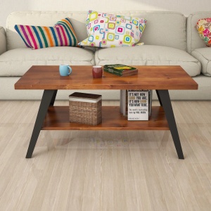 Nancy Homestore Egypt Lake-Leto masa cafea industrial 90x98x43 cm, blat lemn pin masiv, cadru metal, maro/negru - Verificat A · Re-Bloom - Img 2