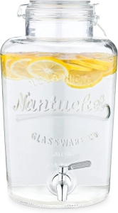 Navaris dozator bauturi sticla sodocalcica cu robinet inox si capac clips, 8L, Ø19x36cm, 2.8kg, transparent/argintiu - Verificat A · Re-Bloom - Img 2
