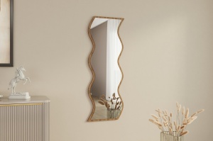 Oglinda de perete Re-Bloom, MDF/sticla, alb/nuc, 40 x 120 x 2,2 cm
