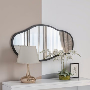 Oglinda decorativa de perete Re-Bloom, MDF/sticla, negru, 45 x 85 x 2,2 cm, Resigilat, Grad A - Img 5