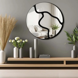 Oglinda decorativa de perete Re-Bloom, plexiglas/EVA, negru, 48 cm - Img 3
