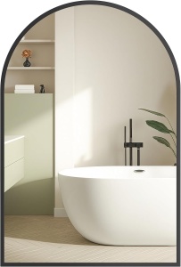 Oglinda pentru baie Songmics, aliaj de aluminiu/sticla, negru, 61 x 91 x 1,3 cm, Resigilat, Grad A