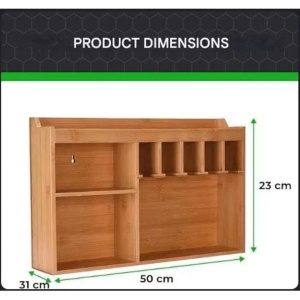 Organizator scule perete 5 sloturi agatare, lemn bambus esenta tare, garaj/atelier/depozit, montare 4 suruburi - Verificat A · Re-Bloom - Img 3