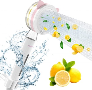 Para de dus cu vitamina C HolaFolks, plastic, alb/roz, 27,4 x 9 cm - Img 1