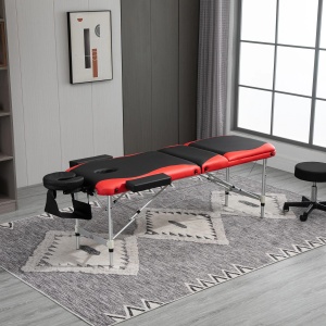 Pat masaj profesional pliabil, aluminiu, 9 niveluri inaltime, max 225kg, Rosu/Negru - Verificat A · Re-Bloom - Img 2