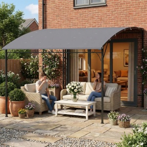 Pergola pentru terasa Re-Bloom, metal/poliester, 286x384x252 cm, 16 gauri drenaj, rezistenta vant nivel 4, 8 cuie+8 suruburi incluse, gri/gri inchis - Verificat A · Re-Bloom - Img 3