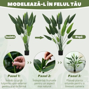 Planta artificiala Pasarea Paradisului Re-Bloom, polietilena/PEVA/polipropilena, verde/negru, 140 cm, Resigilat, Grad A - Img 5
