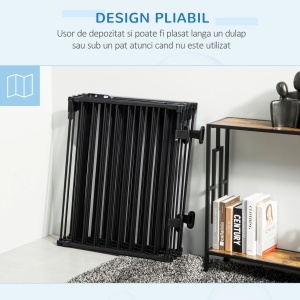 Poarta pliabila 8 sectiuni cu blocare automata, otel/plastic, 482.5x76cm, Negru - Verificat A · Re-Bloom - Img 5