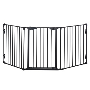 Poarta pliabila caini talie mica/medie, 3 panouri, metal/plastic, 180x3x74.5cm, Negru - Verificat A · Re-Bloom