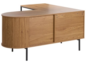 Produs Resigilat Birou de colt Re-Bloom Solari, MDF/fier, 140x140x72 cm, spatiu depozitare, 30 kg, maro/negru - Verificat A - Img 4