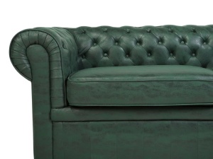 Produs Resigilat Canapea Chesterfield 3 locuri Re-Bloom, piele ecologica/eucalipt/stejar, 195x76x70 cm, arcuri sinuoase, spuma, 250 kg/persoana, verde - Verificat A - Img 3