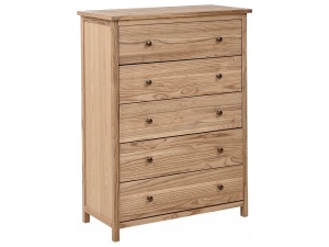 Produs Resigilat Comoda Re-Bloom Salton, 5 sertare, lemn masiv/placaj, 85x39x111 cm, maro - Verificat A - Img 6