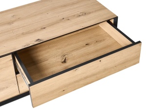 Produs Resigilat Comoda TV Re-Bloom Silverton, MDF/PAL/fier, 180x37x46 cm, 1 raft, 50 kg, natur/negru - Verificat A - Img 6