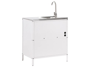 Produs Resigilat Dulap bucatarie exterior cu chiuveta Re-Bloom Vilama, otel/inox, 80x50x90 cm, bazin 38x33x18 cm, robinet inclus, alb/argintiu - Verificat A - Img 3