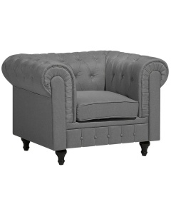 Produs Resigilat Fotoliu Re-Bloom Chesterfield, textil/eucalipt, 112x85x79 cm, spuma, 125 kg, gri deschis - Verificat A