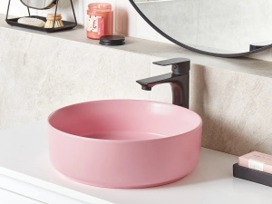 Produs Resigilat Lavoar pentru baie Re-Bloom Gudar, ceramica, 37x37x12 cm, scurgere 35mm, roz - Verificat A - Img 3
