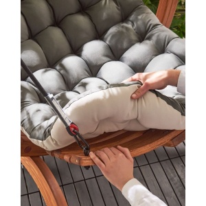 Produs Resigilat Leagan de gradina Re-Bloom Alliste, lemn de larice/poliester 100%, 125x100x142 cm, 120 kg, perna inclusa, maro/bej deschis - Verificat A - Img 3