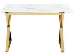 Produs Resigilat Masa Re-Bloom Attica, metal/sticla securizata, 120x70x75 cm, 4 persoane, alb/auriu - Verificat A - Img 5