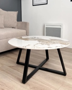 Produs Resigilat Masuta de cafea Re-Bloom Ivins, ceramica/fier, 80x80x40 cm, 50 kg, bej/alb/negru - Verificat A - Img 2