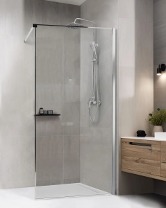 Produs Resigilat Paravan de dus Re-Bloom Waspam, 100x190 cm, sticla securizata 6mm, aluminiu/inox, usa reversibila, argintiu - Verificat A - Img 2