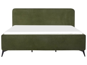 Produs Resigilat Pat matrimonial Re-Bloom Valones, 180x200 cm, textil/placaj/fier/eucalipt, somiera 16 lamele, tablie 192x109 cm, 450 kg, verde inchis - Verificat A - Img 6