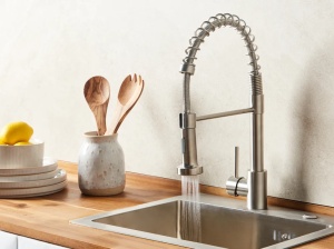 Produs Resigilat Robinet de bucatarie cu arc Re-Bloom Maihue, otel inoxidabil, 21x5x43 cm, kit montare inclus, argintiu - Verificat A - Img 3