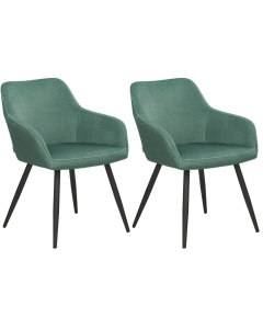 Produs Resigilat Set 2 scaune de masa Re-Bloom Casmalia, catifea, 60x66x80 cm, sezut 50x36 cm, 150 kg, verde inchis/negru - Verificat A