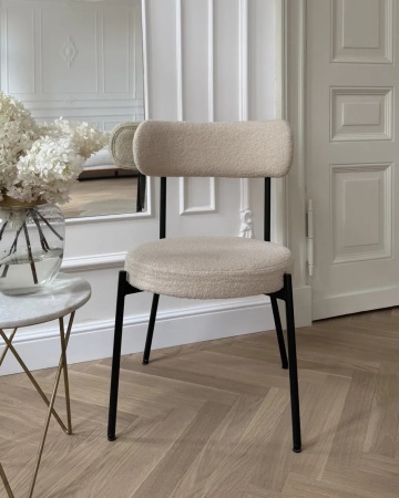 Produs Resigilat Set 2 scaune dining Allison, boucle/otel, 47x52x77 cm, 120 kg, bej deschis si negru - Verificat A - Img 4