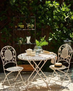 Produs Resigilat Set 2 scaune gradina pliabile Re-Bloom Bivio, metal, 43x52x93 cm, 120 kg, alb-galbui - Verificat A - Img 4