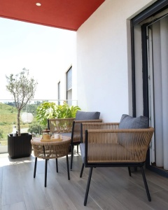 Produs Resigilat Set bistro Re-Bloom Gargano 3 piese, ratan PE/otel, masa 50x50x50 cm, fotolii 70x68x72 cm, perne UV, 2 locuri, gri/negru/natur - Verificat A - Img 3