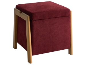 Produs Resigilat Taburet cu spatiu de depozitare Re-Bloom Edland, textil/placaj/fier, 45x43x44 cm, spuma, 120 kg, burgundy/maro - Verificat A
