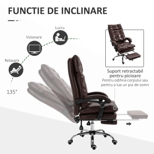 Scaun birou ergonomic cu suport picioare detasabil, inaltime reglabila, PU, Maro - Verificat A · Re-Bloom - Img 6
