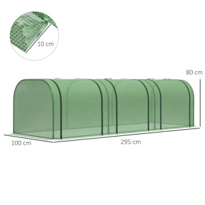 Sera de gradina tunel Re-Bloom, otel/PE 140g/m², 295x100x80 cm, usi rulante 115x73 cm, rezistenta vant nivel 4, verde - Verificat A · Re-Bloom - Img 3
