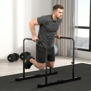 Set 2 bare paralele fitness 70x50x80-105 cm, inaltime reglabila 4 nivele, maner 62 cm, cadru otel patrat, negru - Verificat A · Re-Bloom - Img 2