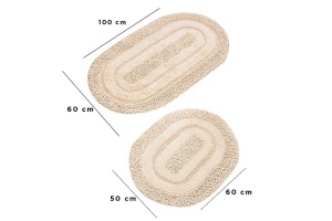 Set 2 covorase de baie, bumbac 100%, 50x60 cm + 60x100 cm, 1600g/m², antiderapant antibacterian, lucrat manual, bej - Verificat A · Re-Bloom - Img 3