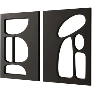 Set 2 decoratiuni de perete MDF, 2x40x60 cm, design modern minimalist, negru - Verificat A · Re-Bloom