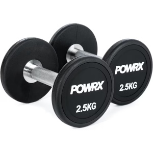 Set 2 gantere, 2x2.5 Kg, premium, din cauciuc, cu maner cromat, Resigilat, Grad A