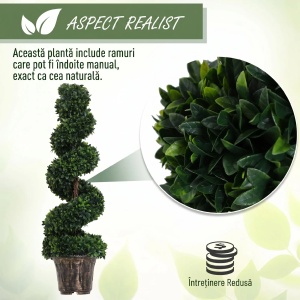Set 2 plante artificiale buxus spirala Re-Bloom, PE/ciment, inaltime 120 cm, diametru 32 cm, vas diametru 28x22.5 cm, verde - Verificat A · Re-Bloom - Img 4