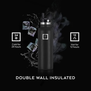 Set 2 sticle 950 ml alb/negru & albastru inchi, otel inoxidabil IRON °FLASK, 3 capace, rece 24 ore / cald 12 ore, izolata, , fara BPA, 950 ml - Img 5