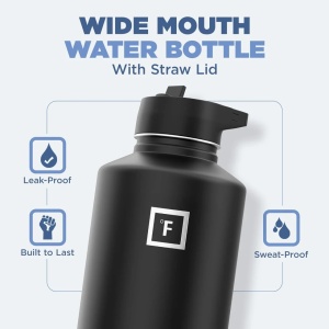 Set 2 Sticle termice 1800 & 950 ml, otel inoxidabil IRON °FLASK, 3 capace, rece 24 ore / cald 12 ore, izolata, roz/albastru deschis, fara BPA, - Img 11