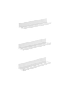 Set 3 rafturi de perete Songmics, PAL, alb, 10 x 38 x 5/2 cm, Resigilat, Grad A