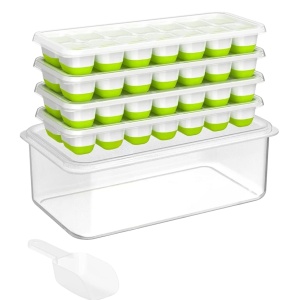 Set 4 forme pentru gheata, o caserola si o scafa AcrossSea, silicon, alb/verde/transparent