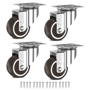 Set 4 roti universale GBL transport, poliuretan, 50mm, pivotante 360°, 200kg, argintiu/negru - Verificat A · Re-Bloom