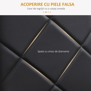 Set 4 scaune de sufragerie cu spatar inalt, piele artificiala PVC, cusaturi diamant, picioare otel, 41x50x97cm, Negru - Verificat A · Re-Bloom - Img 6
